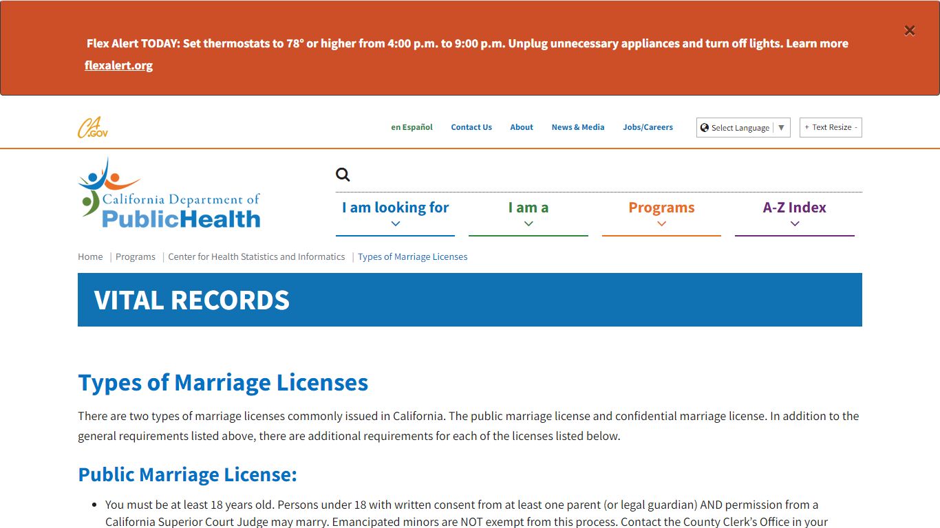 Types of Marriage Licenses - California
